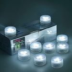 Mini Waterproof Battery LED TeaLights - 20pcs Bright Battery Powered LED Puck Accent Light for Party Events Wedding Centerpiece Vases Lantern Paper Crafts Poll Pond Hot Tub Fountain Decor (White)