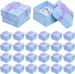 Focenat 24 Pcs Small Jewellery Ring Gift Box, 4x4x3cm Square Jewellery Ring Box with Bow-Knot Cardboard Jewelry Display Box for Necklaces Earring Ring Packaging Box Gift-Wrapping (Purple)