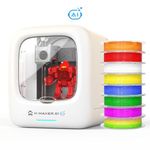 AI-Powered 3D Printer for Kids, 3D Printer with 8 PLA Filament Set, AI Design App, Huge Toy Library, Up to 400mm/s Faster Speed, W/ 16+ Mini 3D Design Module, App Control, X-Maker Joy AI+
