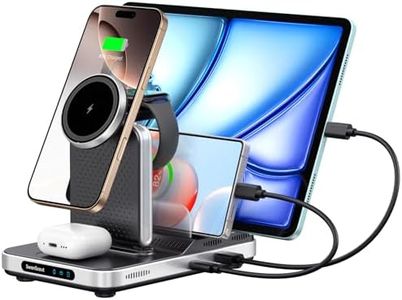 SwanScout Wireless Charger for Apple, 5 in 1 Charging Station for Multiple Devices, for iPhone 16/15/14/13 Series, for Apple Watch Ultra 2/10/9/8/7/6, for AirPods/iPad/Tablet/Switch, SwanScout 901M
