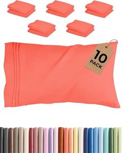 King Pillow Cases Set of 10 - Ultra Soft Hotel Quality Pillowcase Covers - Comfy & Wrinkle Free - Wrinkle & Fade Resistant - Soft, Easy-Care, Machine Washable Pillow Protectors - 10 Piece Set - Coral