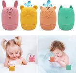 Baby Bath Toys, Food-Grade Silicone, 4-Piece Animal Bath Toys, Children's Bath Toys for Babies 6-12 Months, Bathtub Toys for Toddlers 1-3, Gifts for Babies Girls Boys