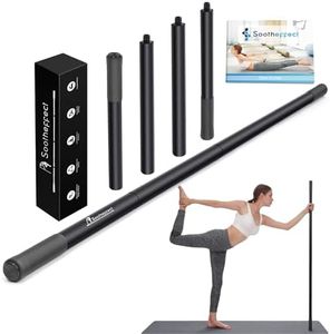 Yoga Stick 5 ft Sturdy Steel, Adjustable Stretching Stick for Mobility, Flexibility and Balance, Versatile Exercise Stick with 4 Steel Rods & Foam Handles for Fitness, Rehabilitation, and Posture