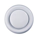 VENTS UK 100 mm / 4'' White PVC Round Ceiling Ventilation Cover/Plastic Air Vent Diffuser with Fixing Ring for Bathroom Kitchen Hydroponics in-Line Extract Fan Air Conditioning HVAC