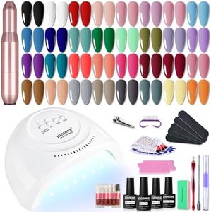 JODSONE 36 Pieces Gel Nail Polish Set U V Light Nail Drill Beginner Set Glossy Surface Easy To Apply Matte Texture All-In-One Manicure Kit……