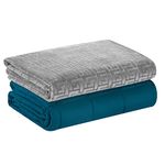 DREAMLANDING Gravity Weighted Blanket With Replaceable Cover, Glass Beads Filling Weighted Blanket For Adults, Anxiety Heavy Blanket (Teal Blue, 150 * 200cm,6.8kg)