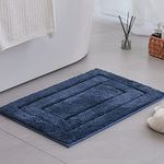 GRANNY SAYS Navy Bathroom Mat, 16" x 24" Absorbent Bath Rug for Bathroom, Non Slip Bath Matt for Floor, Small Bathroom Carpet Absorbent, Tapis de Bain, Washable Shower Mats for Bathroom