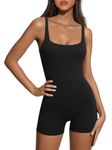 AUTOMET Womens Jumpsuits Shorts Rompers One Piece Bodysuits Yoga Sleeveless Backless Seamless Bodycon Outfits Clothes 2024, Black, Medium