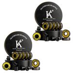 Premium Skateboard Bearings, 608rs Longboard Bearing Black Ceramic Balls - Titanium Coated - Precision Fast Spin ABEC Bearings with Washers and Spacers (Pack of 16)