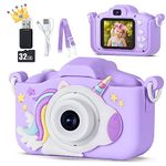 KIZJORYA Upgraded 48MP Kids Camera for Girls Boys 3-12, Video Selfie Camera-Christmas Birthday Gift for Toddler, HD Digital Camera Toy for Child with 32GB SD Card & Silicone Cover (Purple)