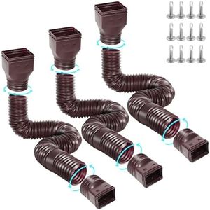 Gutterlix 3 Pack Flexible Gutter Downspout Extensions Extendable from 21" to 67", Downspout Extender Comes with Adapters, Thickened Down spout Drain Extension for Rainwater Drainage(Brown)