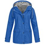 2024 Women Rain Coats and Jackets Clearance Ladies Striped Drawstring Zipper Hooded Coats Plus Size Softshell Windproof Trench Coat with Pocket Jackets Winter Outdoor Camping Hiking Waterproof Coats