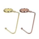 kwmobile Purse Hooks for Table - Set of 2 Metal Handbag Hook Holder Hand Bag Hanger for Tables, Desks, Gold/Rose Gold