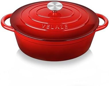 Velaze Cocotte en Fonte Induction, 30cm Casserole en Fonte Émaillée avec Couvercle, Braisière Bon Scellement, Pot à Soupe en Fonte Revêtement Anti-adhésif Diamètre de 30cm, 5L
