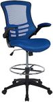 Flash Furniture Kelista Mid-Back Swivel Office Chair with Adjustable Seat Height, Ergonomic Mesh Desk Chair with Flip-Up Armrests, Blue