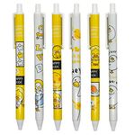 Lopenle 12PCS Little Yellow Duck Pens Happy Duck Retractable Gel Pens Cartoon Rollerball Pens Black Ink For School Supplies Office Party Birthday