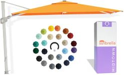 Midtown Umbrellas 10x10 Ft Outdoor Cantilever Patio Umbrella w/Sunbrella Terracotta Fabric - Tilt 360° Rotate Offset Patio, Deck Patio, Backyard & Garden - Silver Frame