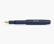 Kaweco Sport Classic Fountain Pen Navy Blue, Fine Nib Sport Octagonal Clip Gold