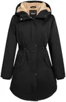 Orolay Women's Thicken Fleece Lined Parka Winter Coat Hooded Jacket with Pockets Pirate Black M