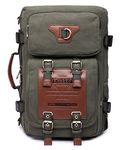 KAUKKO Outdoor Large Travel Men' Backpack Laptop Retro Canvas Messenger Bags with 22 Liters (Army Green)