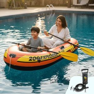 Toy Imagine Explorer Pro 200 Inflatable Boat Set, 2-Person Raft Includes Oars & Manual Pump (6.5 ft x 3.4 ft x 1.1 ft)