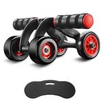 FITSY® Automatic Rebound Design 4 Wheel Ab Roller With Knee Mat - Abdominal Workout Fitness Exercise Equipment