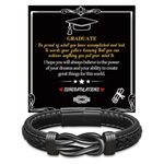 GBTBYS Graduation Gifts, Graduation Bracelets Gifts for Boys, Inspirational Leather Wristband Bracelet, Graduate College High School Inspirational Birthday Gift for Him Black