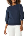 Amazon Essentials Women's French Terry Fleece Sleeve Detail Crewneck Sweatshirt, Navy, X-Large