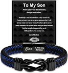 GBTBYS To My Son Bracelet, Son Gifts, Gifts for Son, Love You Forever Leather Bracelets Graduation Birthday Gifts for Son Teen Boy Him Blue