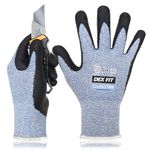 DEX FIT 15-Gauge Level 4 Cut Resistant Gloves Cru553 Thin, 3D Comfort Ultra Soft, High-Dexterity for Precision Feel, Blue Small 1 Pair