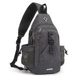 G4Free Sling Chest Bag Shoulder Backpack Crossbody Waterproof Canvas Daypack for Men Women(Dark Grey)