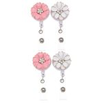 STOBOK 4 Pcs Easy-to-Pull Badge Name Decorative Badge Women Badge Reels Badge Reel Holder Id Holder Lanyard for Women Id Badge Reel Rhinestone Decor Badge Clamp Plastic Diamond Clip