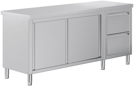 Jocisland 72-Inch Stainless Steel Prep Table with Cabinet