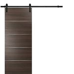 Barn Sliding Brown Door 30 x 80 with 6.6FT | Planum 0020 Chocolate Ash | Sturdy Top Mount Track Set Steel Set | Closet Modern Solid Core Door