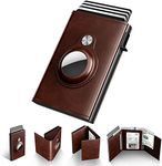 typecase Mens Wallet Card Holder for AirTag: Leather Smart Wallet for Men Compatible with Apple Air Tag, RFID Blocking, Slim, Minimalist - 9-14 Card Capacity | ID Window | Cash Slot (Brown)