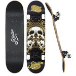 Sefulim 31"x8" Pro Complete Skateboard Skull Skateboard with Skate Tool Set for Youths, Beginners Adults.