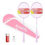 Badminton Set,Badminton Rackets,Ultra-Light 4u,Carbon Material,Contain Two Badminton Rackets&Two Shuttlecock&A Bag,Suitable for Outdoor Activities and Family Outings(FD01-ZI)