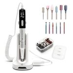 Rio Salon Pro Electric Nail File with Ceramic & Tungsten Nail Drill Bit Set, Cordless 35,000 RPM 6 Bits – Professional Manicure & Pedicure Tool for Gel & Acrylic Nails