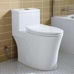 HOROW T0338W One Piece Toilet 10" Rough-in, Elongated Toilet with 17.3" ADA Comfort Height Seat, Dual Flush 0.8/1.28 GPF & MAP 1000g, Compact White Toilet Bowl for Bathrooms, Space Saving Design