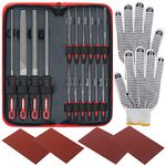 Hi-Spec 16 Piece File Set Metal Hand & Needle File Tool Kit. Large & Fine Micro Steel Files. Flat, Half, Round & Triangle for Crafts, Metal & Wood Work. All in a Big Zipper Case