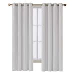 Deconovo Silver Grey Curtains, Living Room Patio Door Curtains, Blackout Kids Bedroom Window Curtains 2 Panels, Grommet Thermal Curtains, 52W x 72L Inch