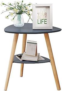 EUGAD Mesita de Noche Mesitas de café Mesa de Centro Mesa Auxilia con 2 estantes MDF 50x40x55cm Gris 0005CHJ