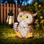 GIGALUMI Solar Garden Statues Owl Figurine Lights for Outdoor, Yard, Garden Decor Unique Gifts for Mom, for Women, Elephant Decoration for Patio