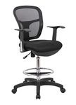 Office Factor Drafting Chair with Foot Ring, Mesh Back Drafting Clerk Stool, Adjustable Height, Removable Arms Swivel Chair for Office and Home