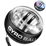 Gyro Ball Wrist Exerciser, Auto-Start Wrist Power Gyro Ball, Forearm Exerciser for Wrist, Arms, Fingers, Wrist Bones and Muscles Strengthening & Training with Colourful LED lights(Black)