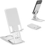 Dyazo Aluminum Ultra-Thin Alloy Mobile Stand | Mobile Holder with Adjustable Height & Angle, Foldable, Portable | Compatible for iPhone, Android & Other Mobile Phones (Silver)