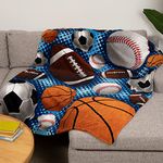 Dawhud Direct Super Fan Sports Fleece Blanket for Bed, 50" x 60" Sports Fan Fleece Throw Blanket for Adults and Kids Super Soft Plush Sports Blanket Throw Kids Fleece Blankets for Sports Fans