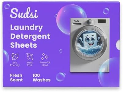 Sudsi Laundry Detergent Sheets: 100 Washes, Ultra-Concentrated, Eco-Friendly, Plant-Based, Plastic-Free, Biodegradable with Enzyme Power, Ideal for Travel, Fresh Scent