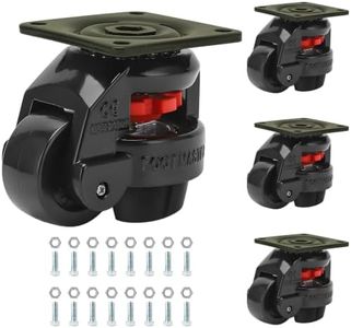 Heavy Duty Leveling Casters,Leveling Machine Casters with Rubber Pad,FM-100F Plate Mounted Retractable Workbench Caster,Leveling Feet Wheels,Loading Capacity 6600 lbs, Pack of 4(Blck-3 INCH)