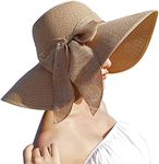 Women's Folable Floppy Hat,Wide Brim Sun Protection Straw Hat, Summer UV Protection Beach Cap(Khaki)